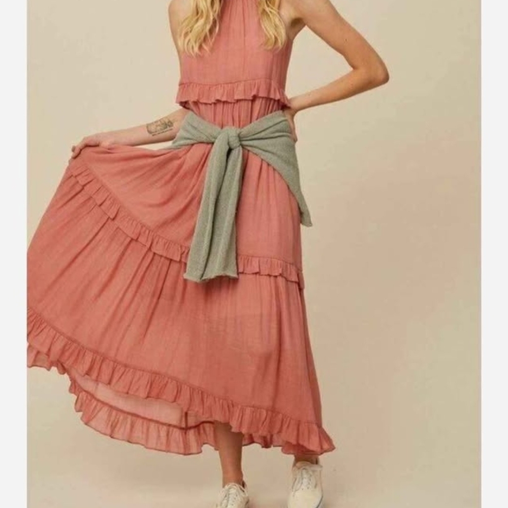 Elegant Pink Ruffle Dress